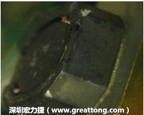使用銀(Ag)鍍層的電源電感器(Power Inductors)，經(jīng)過(guò)推力測(cè)試后，零件端點(diǎn)上已經(jīng)看不到任何鍍層的痕跡了，所以其耐推力就比較小。