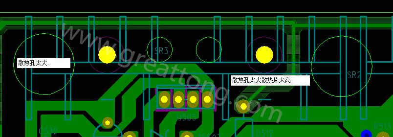 PCB設(shè)計(jì)中，散熱孔散熱片設(shè)計(jì)不當(dāng)，造成很多電源板斷裂