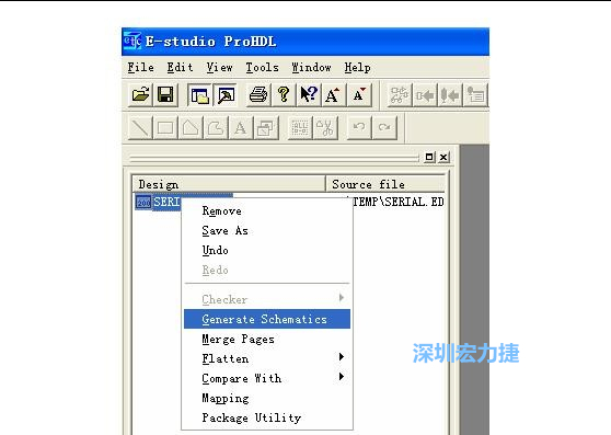 4．右鍵點擊 Serial.EDF 文件，選擇 Generate Schamatics：