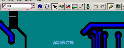 如果圖形像下圖一樣無法顯示鉆孔，只須圖（186）將紅色圈住的活動層改為當前顯示層即可。