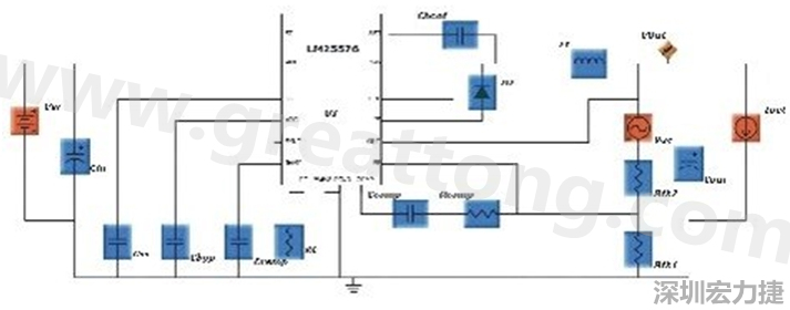 參考圖1的電流通路：把FET在導(dǎo)通狀態(tài)下流經(jīng)的通路標(biāo)記為紅色；把FET在關(guān)斷狀態(tài)下的迴路標(biāo)記為綠色。