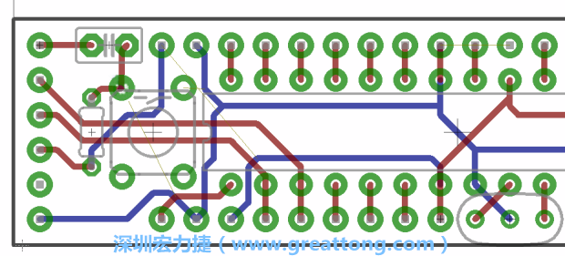 4.2. 然后在電路板的背面進(jìn)行布線。
